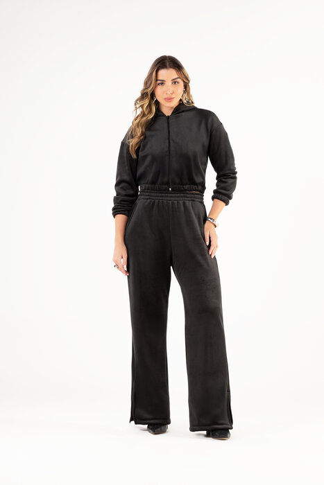 CALÇA FEMININA DE VELUDO WIDE LEG