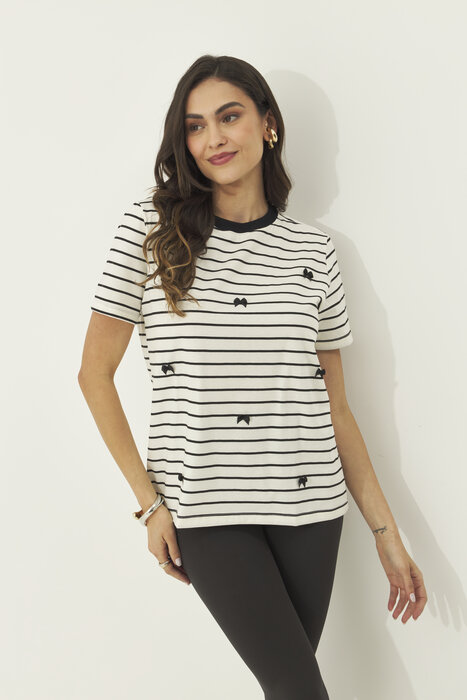 BLUSA FEMININA MANGA CURTA COM LAÇOS