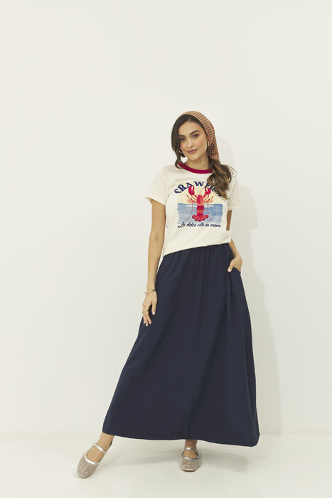 SAIA FEMININA MIDI COM BOLSO