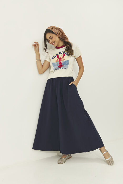 SAIA FEMININA MIDI COM BOLSO